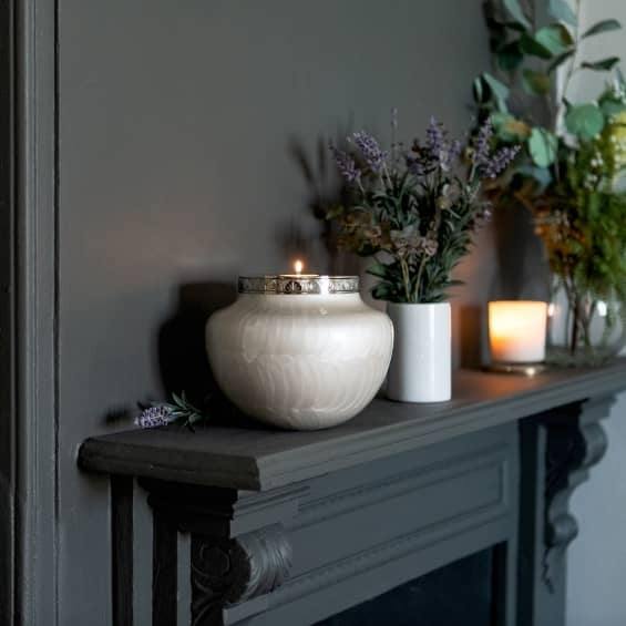 Large Cremation Urn for Ashes Adult displayed at home on mantle