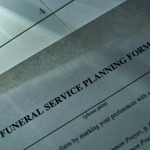 Funeral Service planning document close up
